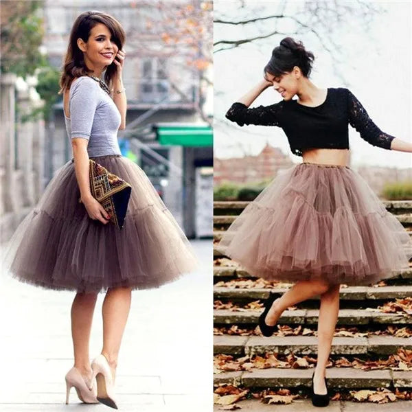 5-Layer 60 cm Pleated Tutu Tulle Skirt (Many Colors)