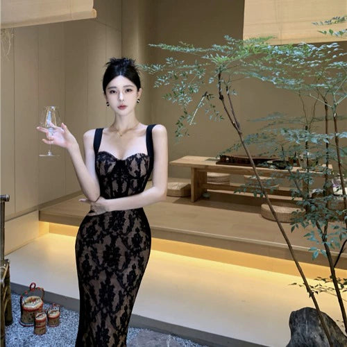 Wynona - Lace Patchwork Sleeveless Slim Strap Dress