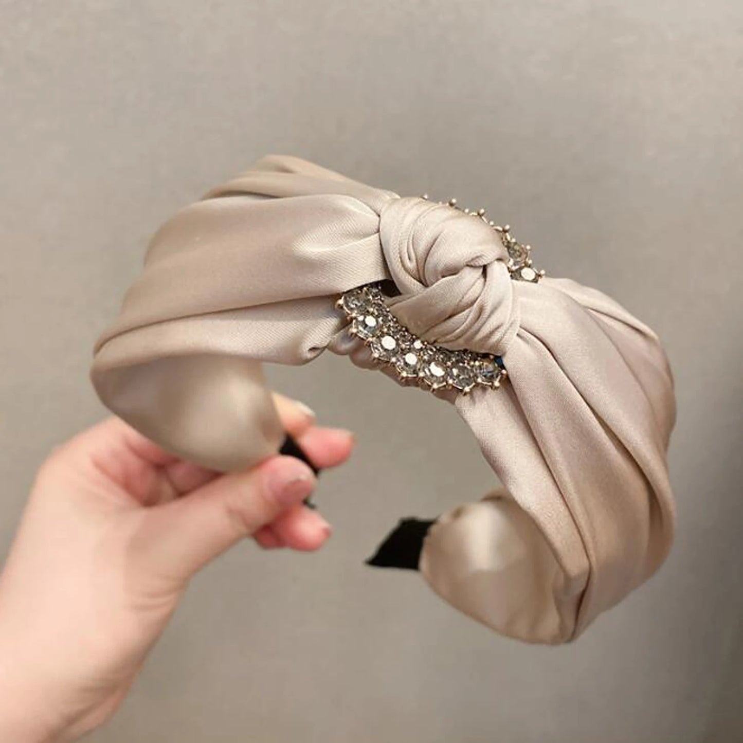 Headband with Center Knot & Rhinestone Embellishment