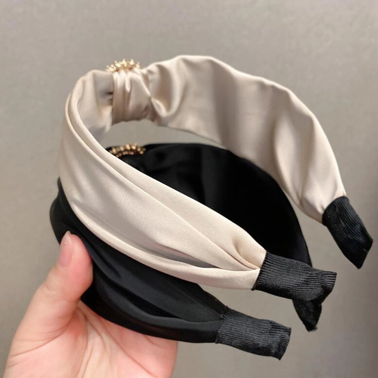 Headband with Center Knot & Rhinestone Embellishment