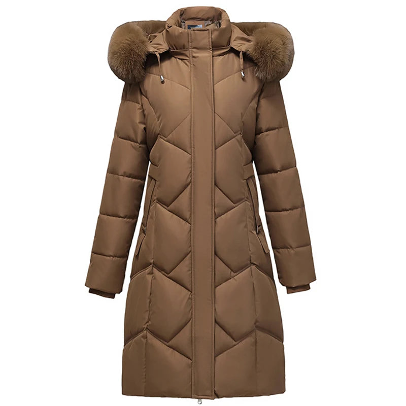 Hooded Fur Collar Padded Overcoat