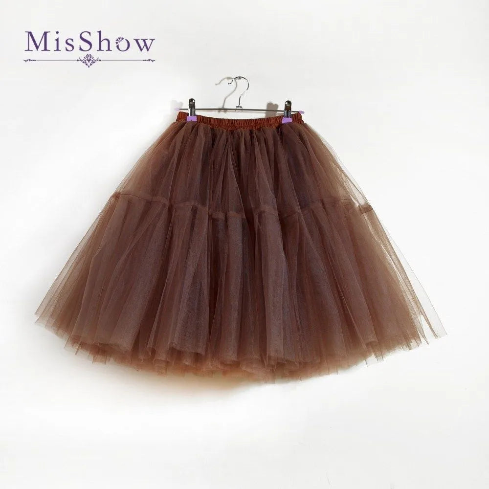 5-Layer 60 cm Pleated Tutu Tulle Skirt (Many Colors)