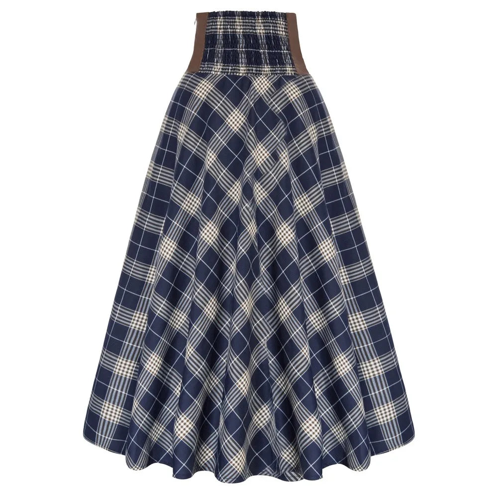 High Waisted A-Line Plaid Skirt