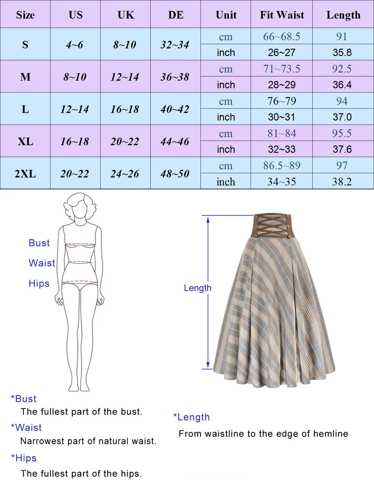 High Waisted A-Line Plaid Skirt