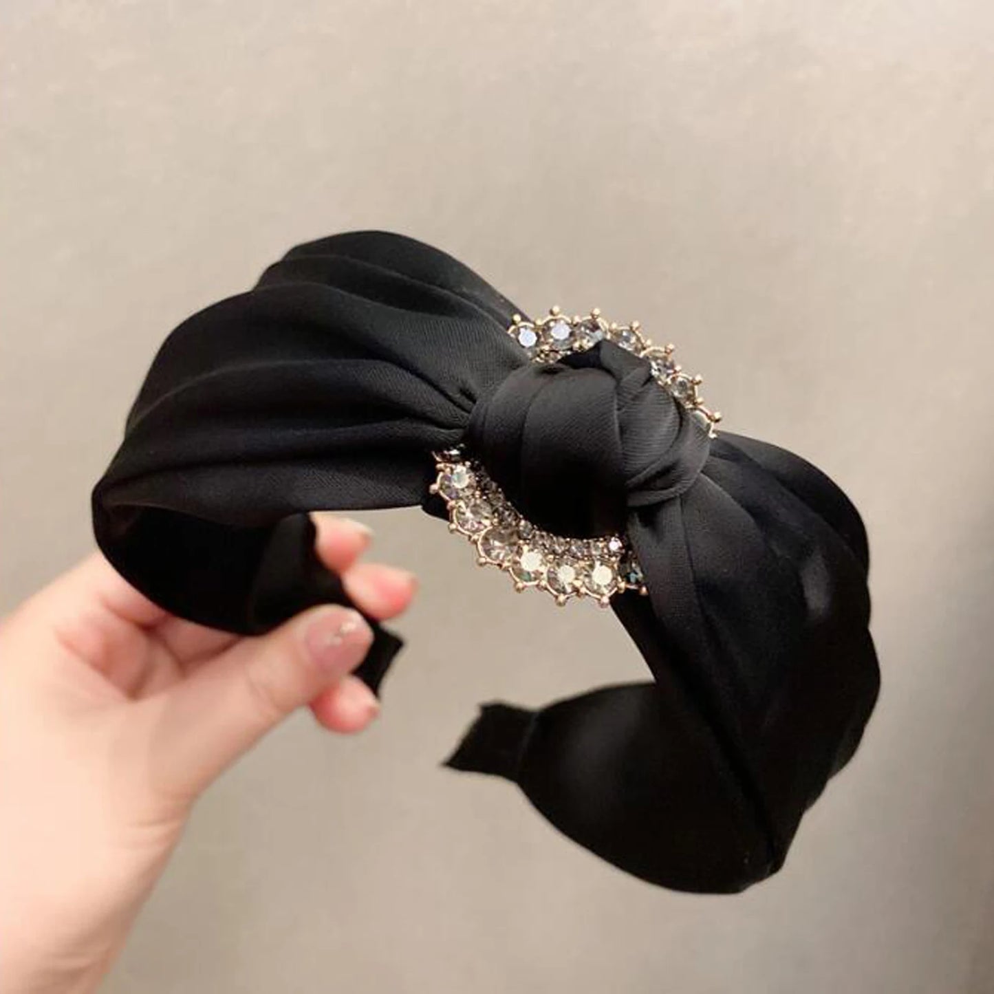 Headband with Center Knot & Rhinestone Embellishment