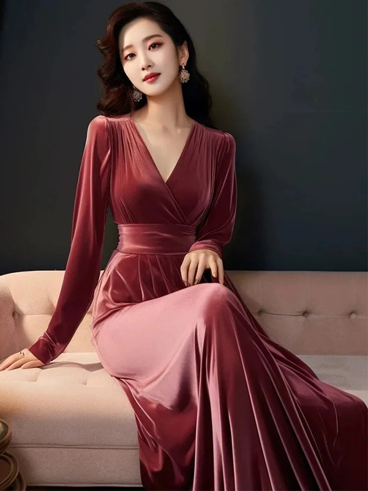 elegant vintage red gown