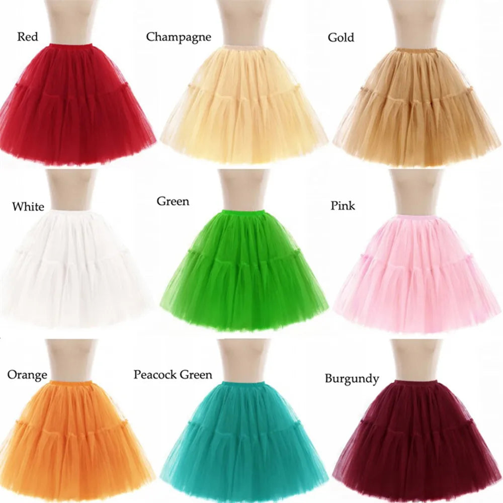 5-Layer 60 cm Pleated Tutu Tulle Skirt (Many Colors)