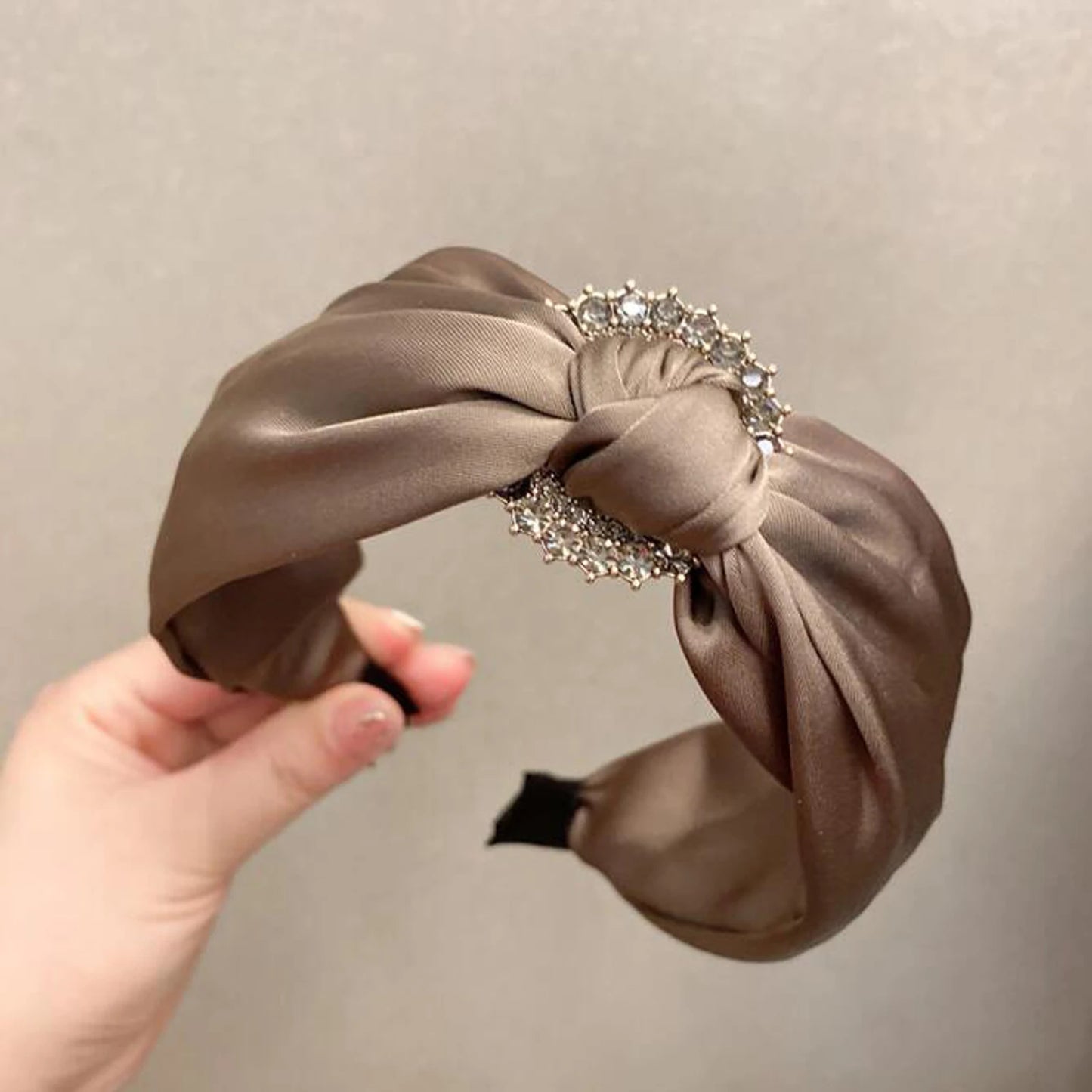 Headband with Center Knot & Rhinestone Embellishment