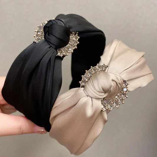 Headband with Center Knot & Rhinestone Embellishment