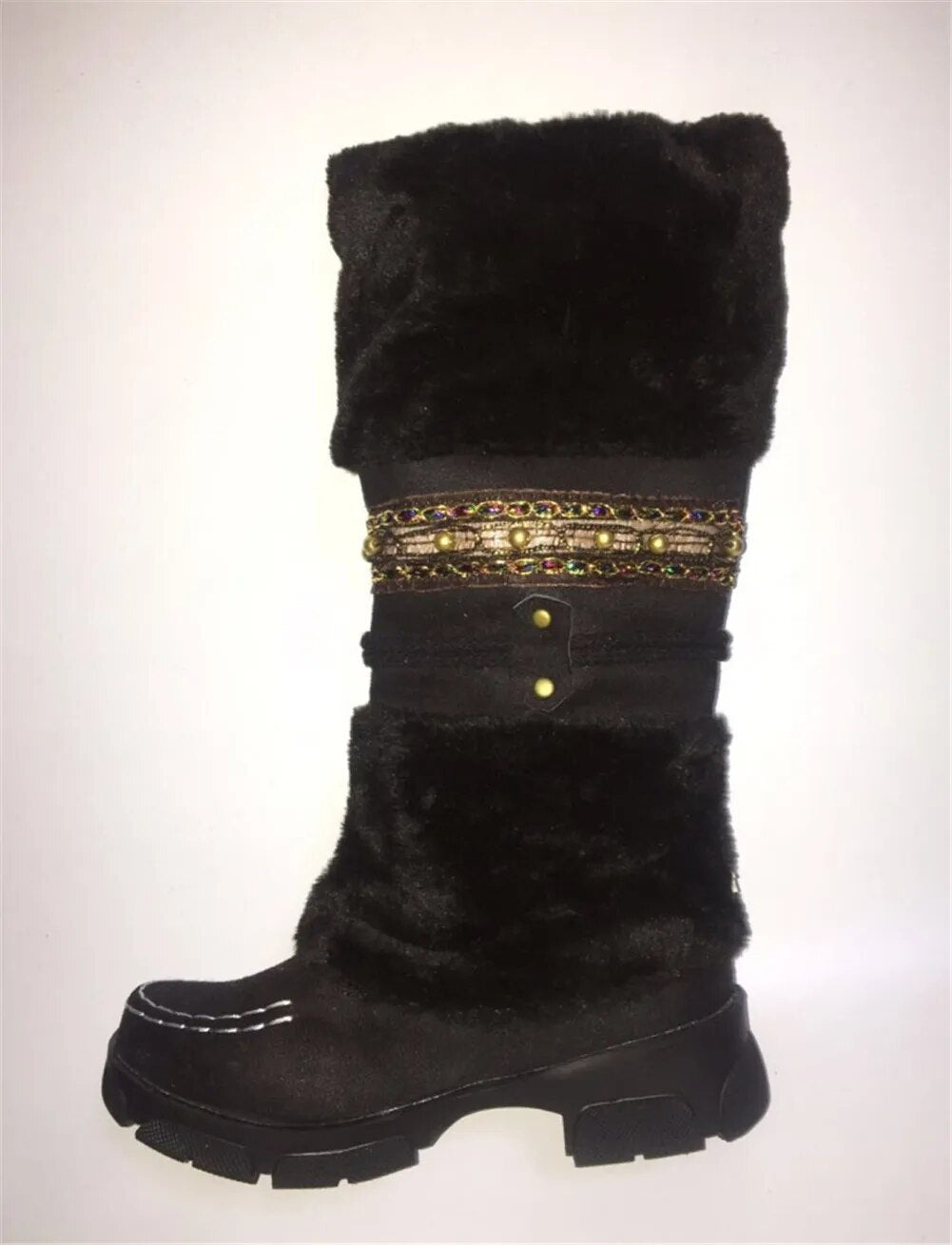 Stylish Black Fur Winter Boots