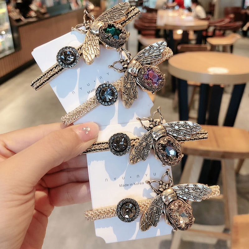 Elegant Retro Bejeweled Hairpins & Pony Tail Holders