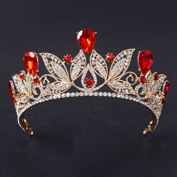 Vintage Style Green / Red / Purple / Blue / White Rhinestone Bridal Tiara