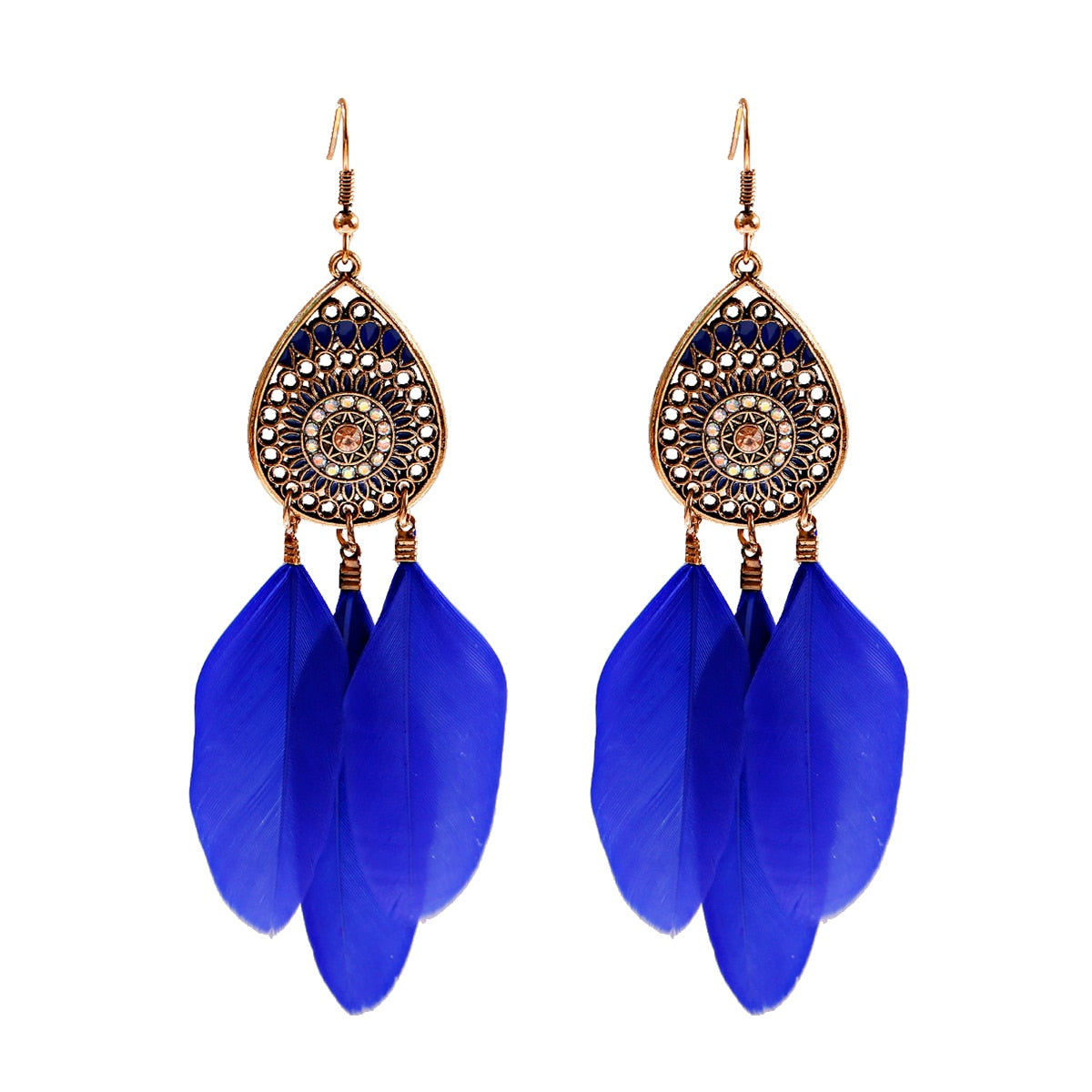 Handmade Bohemian Dream Catcher Feather Earrings