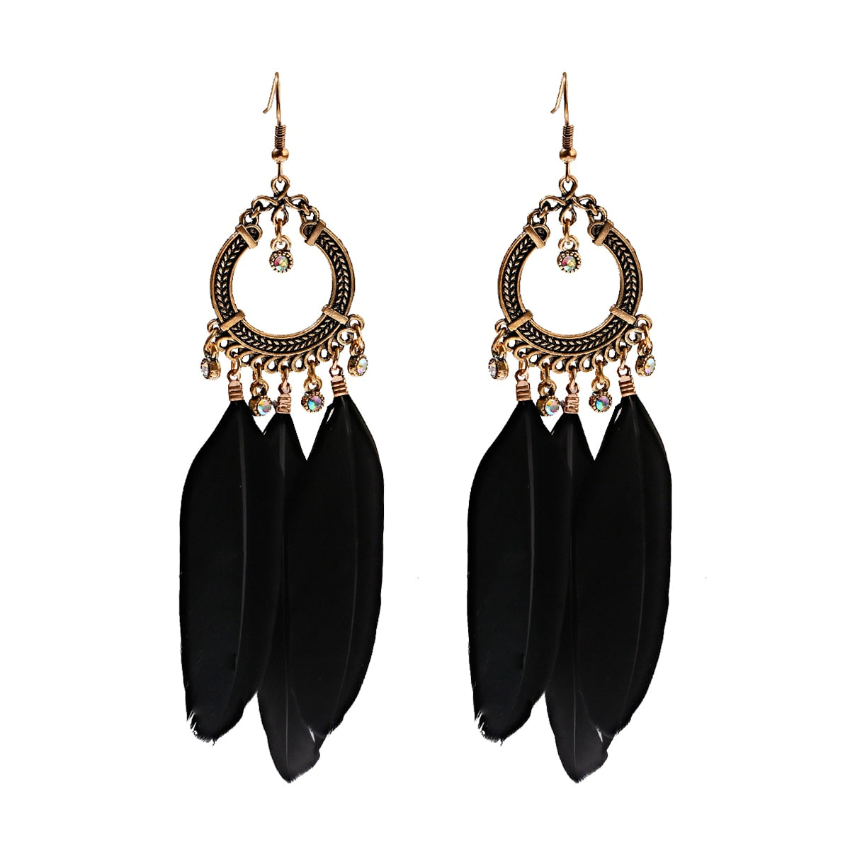 Handmade Bohemian Dream Catcher Feather Earrings