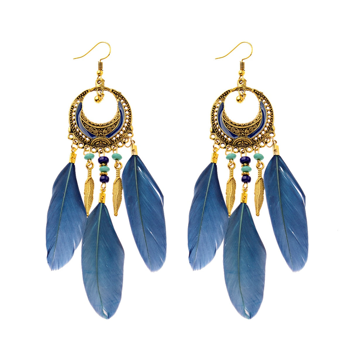 Handmade Bohemian Dream Catcher Feather Earrings