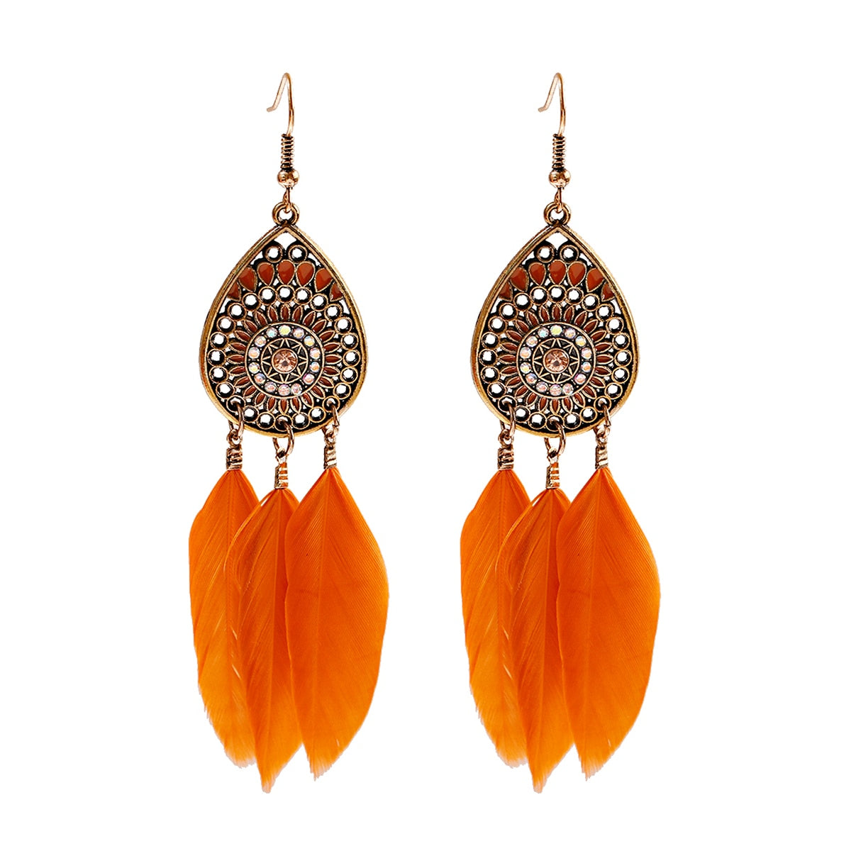 Handmade Bohemian Dream Catcher Feather Earrings