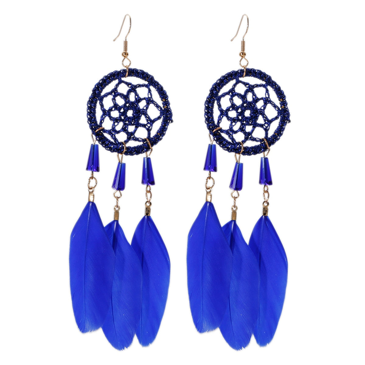 Handmade Bohemian Dream Catcher Feather Earrings