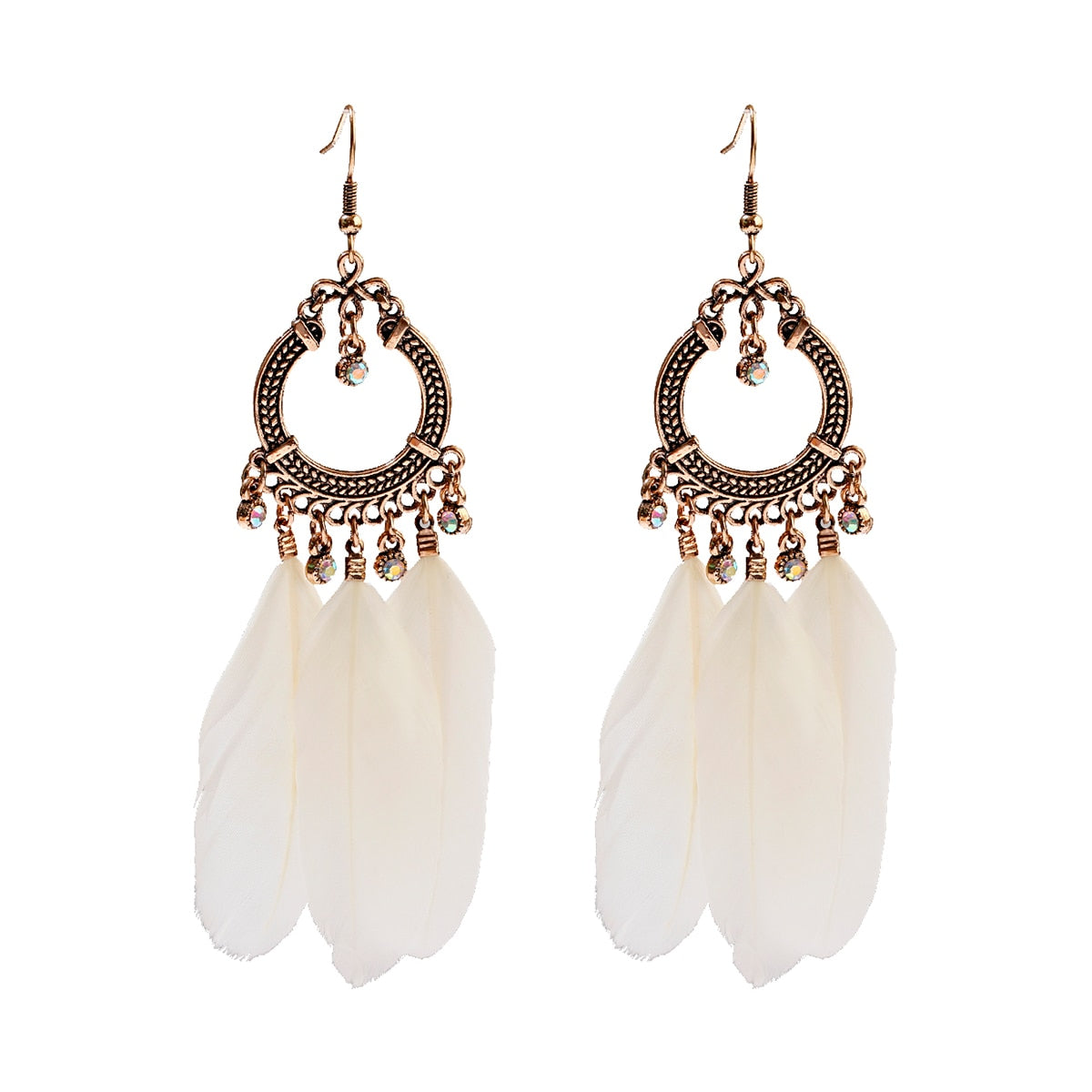 Handmade Bohemian Dream Catcher Feather Earrings