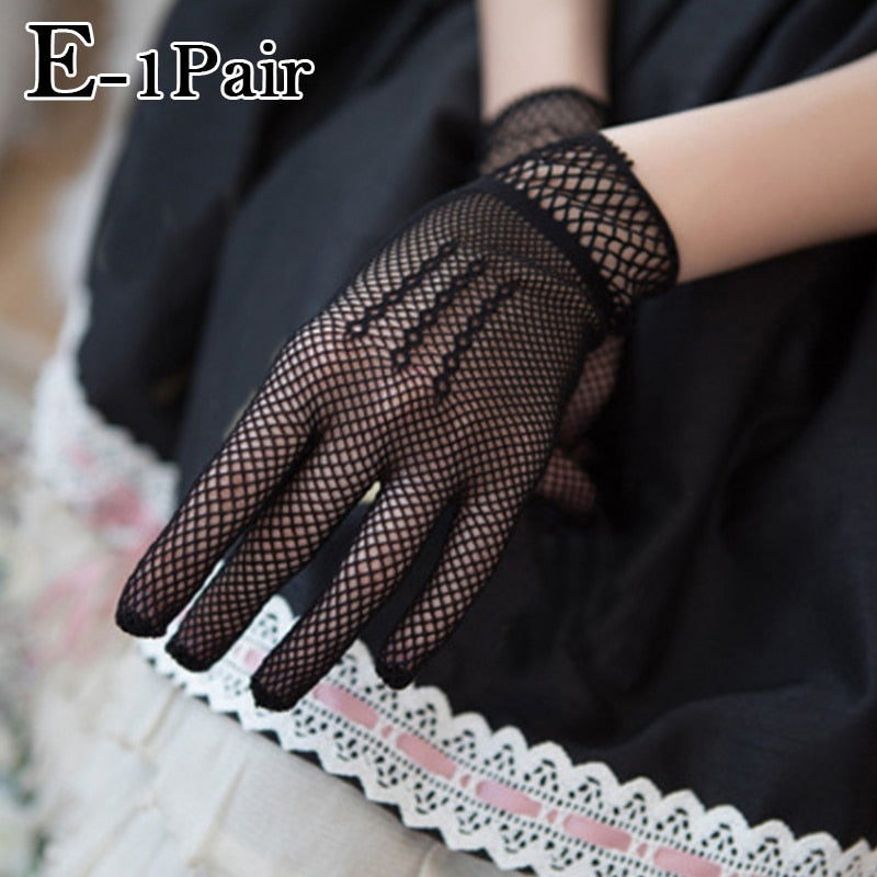 Elegant Fishnet Gloves with Lace & Bowknot Wrist Embellishments (White – A  Lark And A Lady