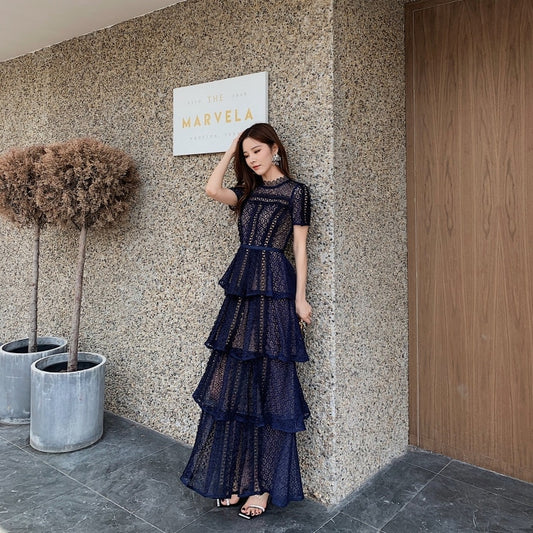 Exquisite Wedding Cake Lace Maxi Dress