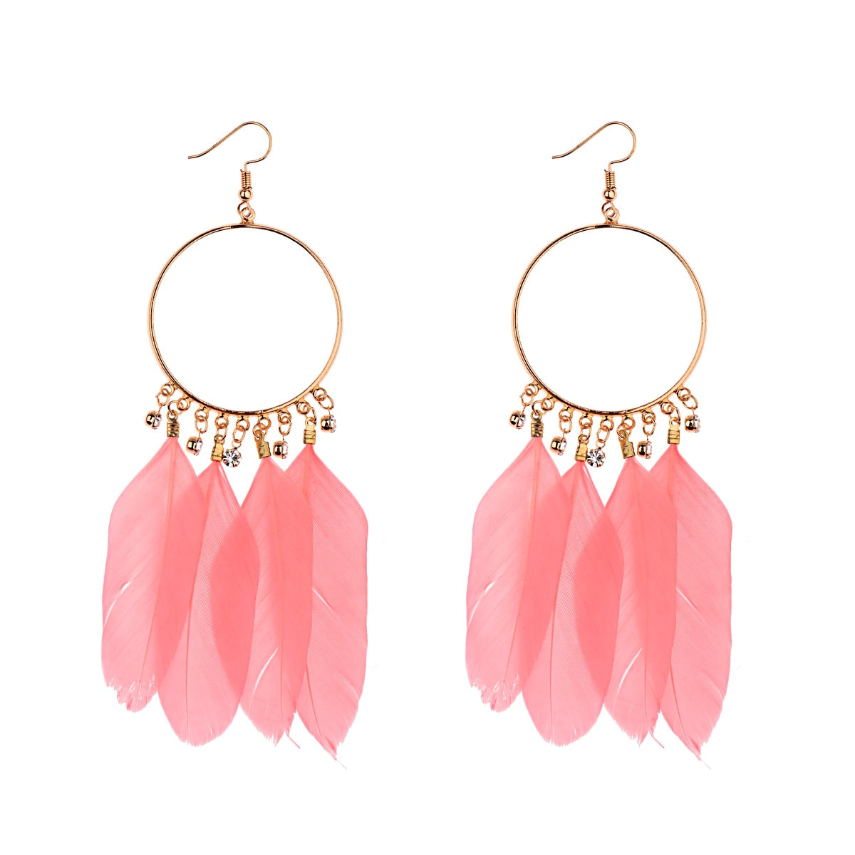 Handmade Bohemian Dream Catcher Feather Earrings