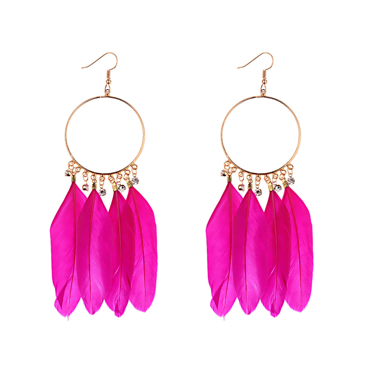 Handmade Bohemian Dream Catcher Feather Earrings
