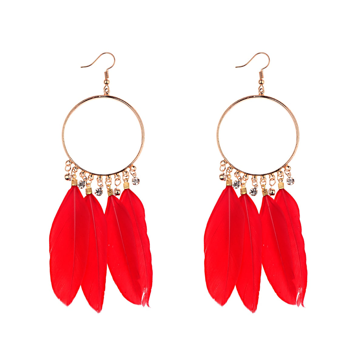 Handmade Bohemian Dream Catcher Feather Earrings