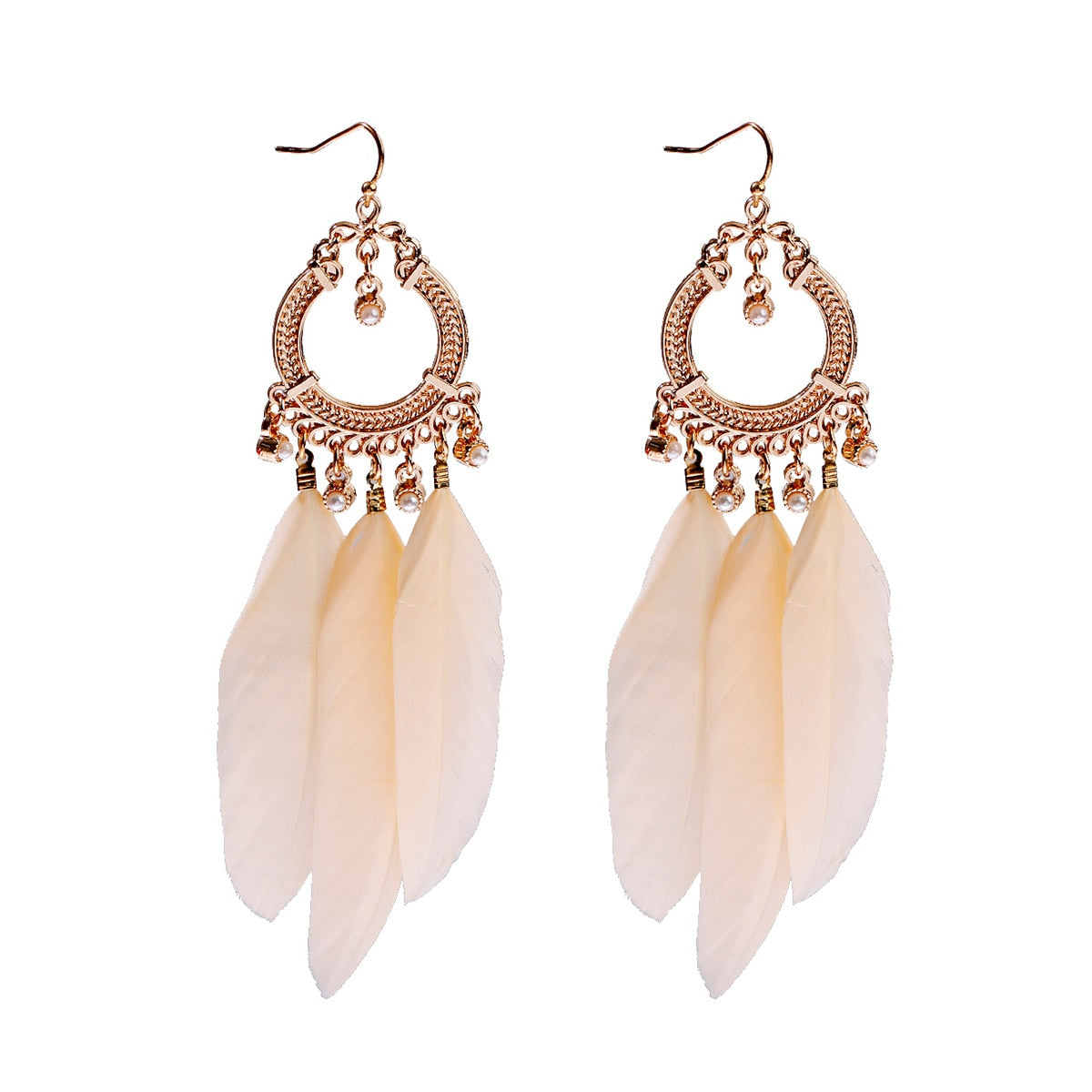 Handmade Bohemian Dream Catcher Feather Earrings