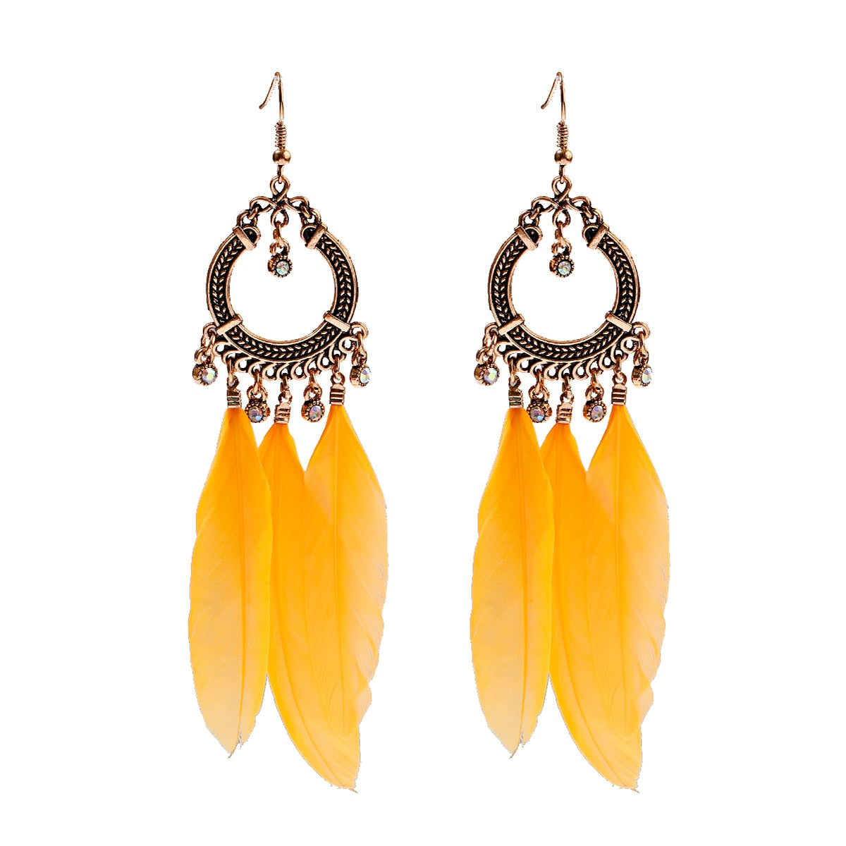 Handmade Bohemian Dream Catcher Feather Earrings
