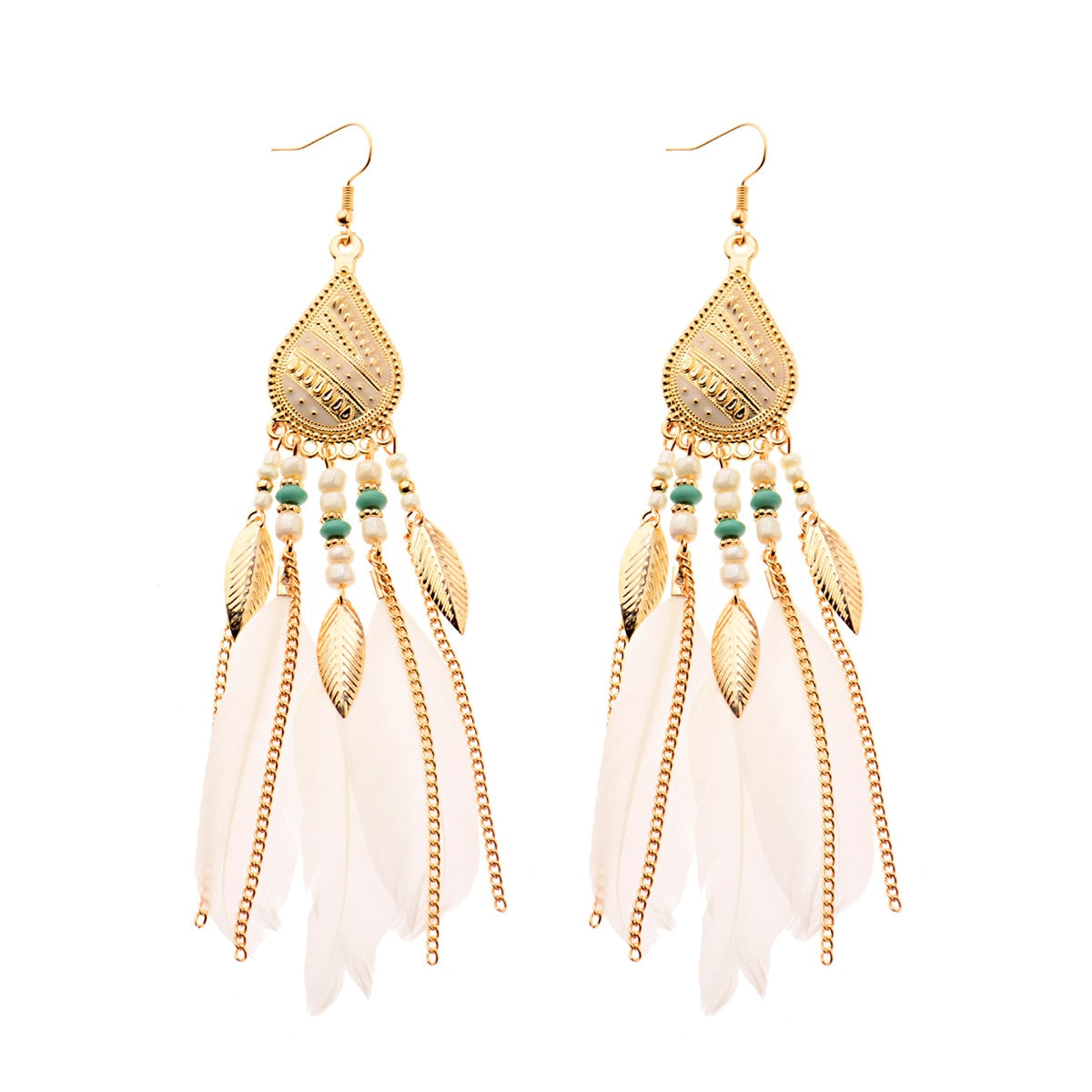Handmade Bohemian Dream Catcher Feather Earrings