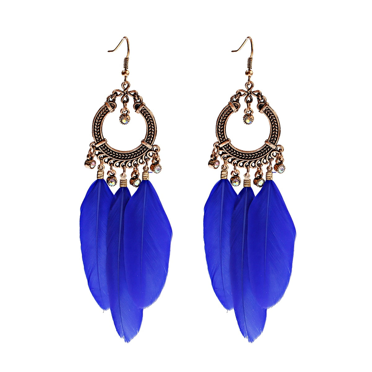 Handmade Bohemian Dream Catcher Feather Earrings