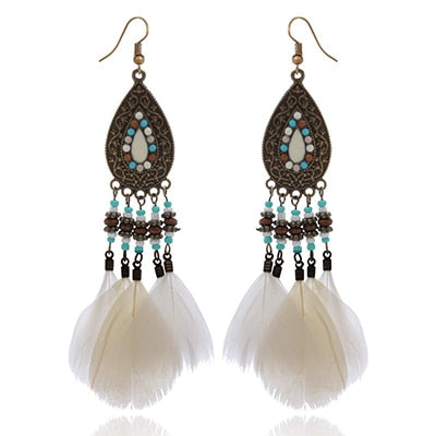 Handmade Bohemian Dream Catcher Feather Earrings
