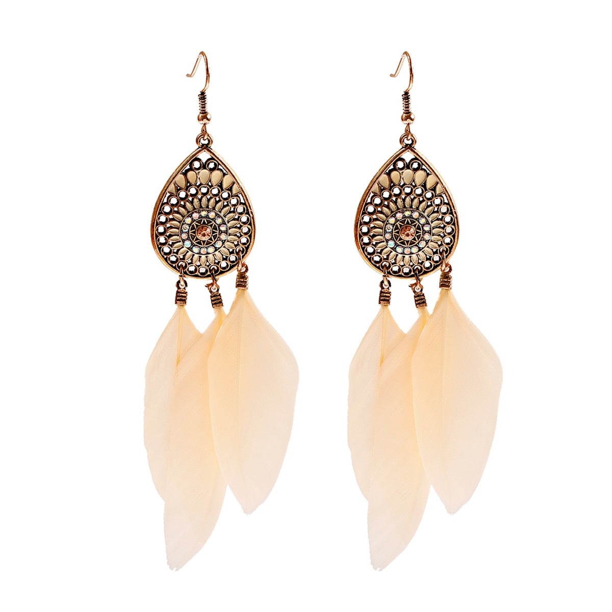 Handmade Bohemian Dream Catcher Feather Earrings