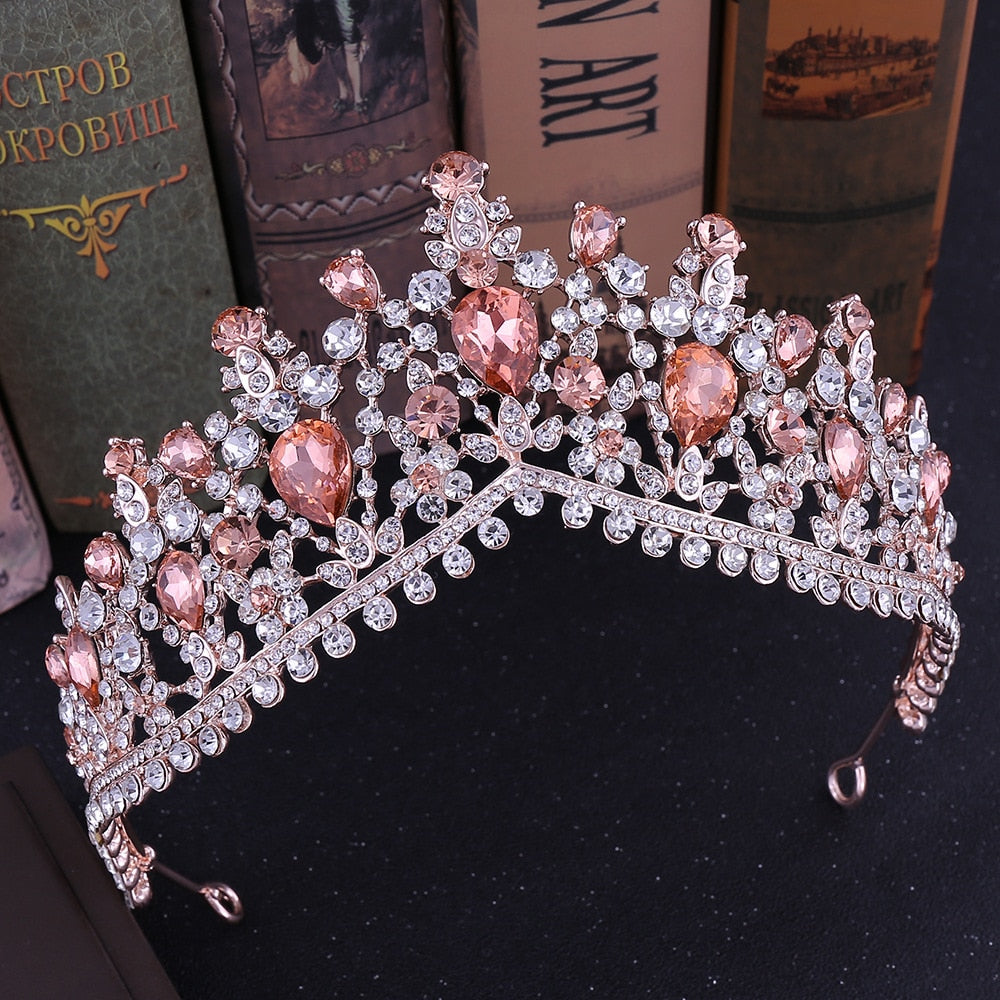 European Style Crystal High Set Tiara (Multiple Colors)
