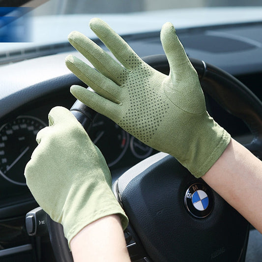 Thin Full-finger Wrist-length Anti-Slip Driving Gloves (4 Colors)