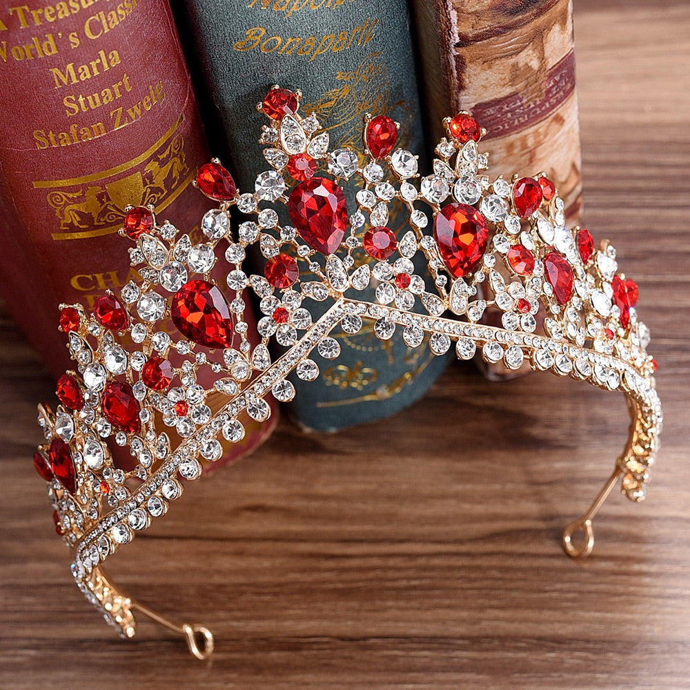 European Style Crystal High Set Tiara (Multiple Colors)