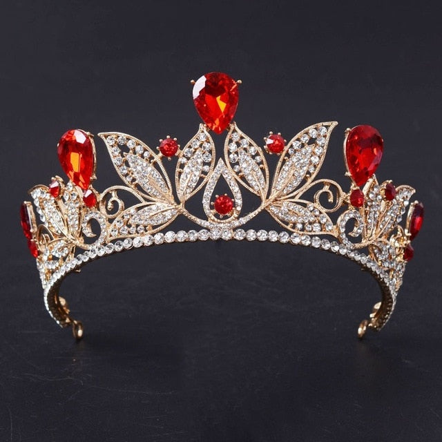 Vintage Style Green / Red / Purple / Blue / White Rhinestone Bridal Tiara