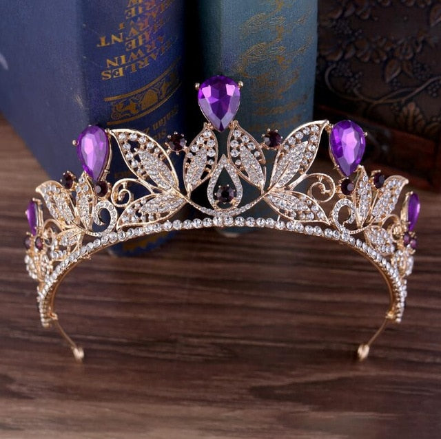 Vintage Style Green / Red / Purple / Blue / White Rhinestone Bridal Tiara