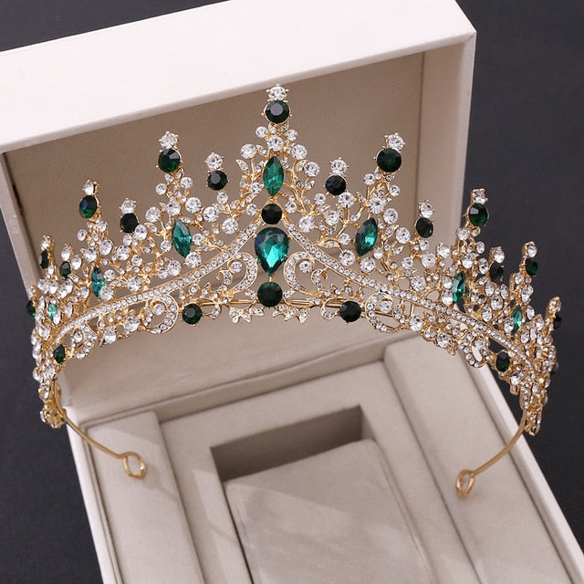 Stunning Baroque Crystal Bridal Tiaras in 6 Colors