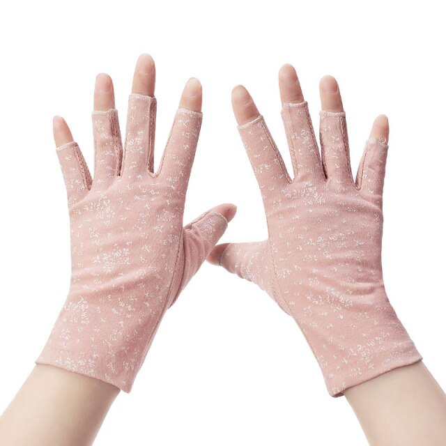 Wrist-length Cotton Half Finger Anti-Skid UV Protection Driving Gloves (27 styles)