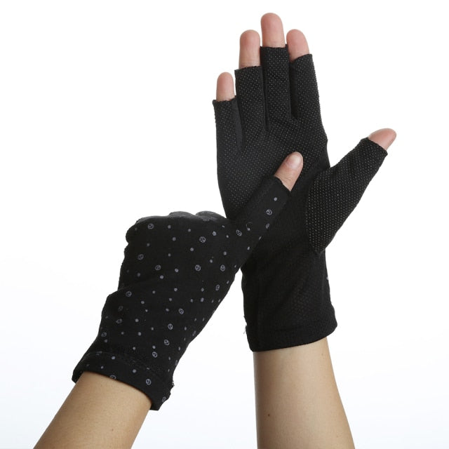Wrist-length Cotton Half Finger Anti-Skid UV Protection Driving Gloves (27 styles)