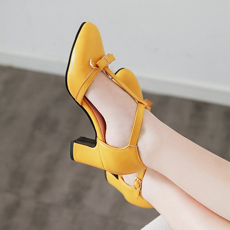 Butterfly Knot, T-Strap Round Toe 6.5cm High Pumps (5 colors)