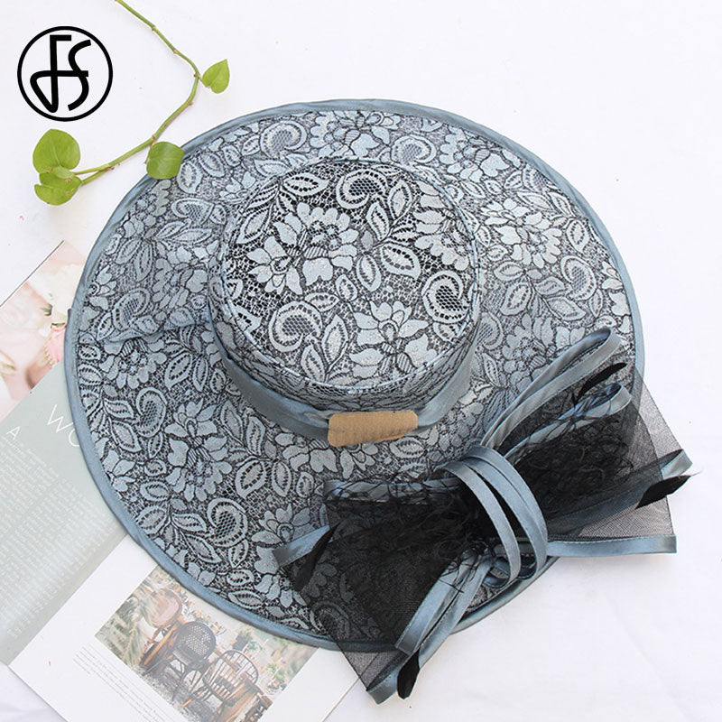 FS Daring Bow Embellished Wide Brim Hats (Multiple Colors)