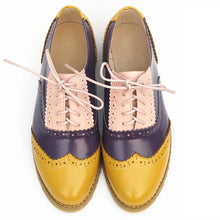 Ladies Genuine Leather Oxford Shoes in Red, White & Blue