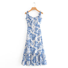 Vintage Style Blue and White Chiffon Dress