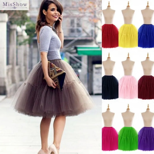 5-Layer 60 cm Pleated Tutu Tulle Skirt (Many Colors)