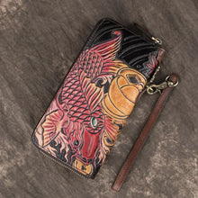 Motaora Luxury Handmade Fish Embossed Genuine Leather Wallet