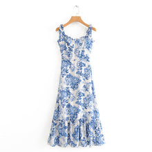 Vintage Style Blue and White Chiffon Dress