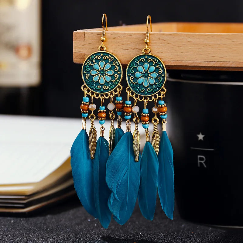 Flower and Feather Bohemian Dangle Earrings (34 styles)