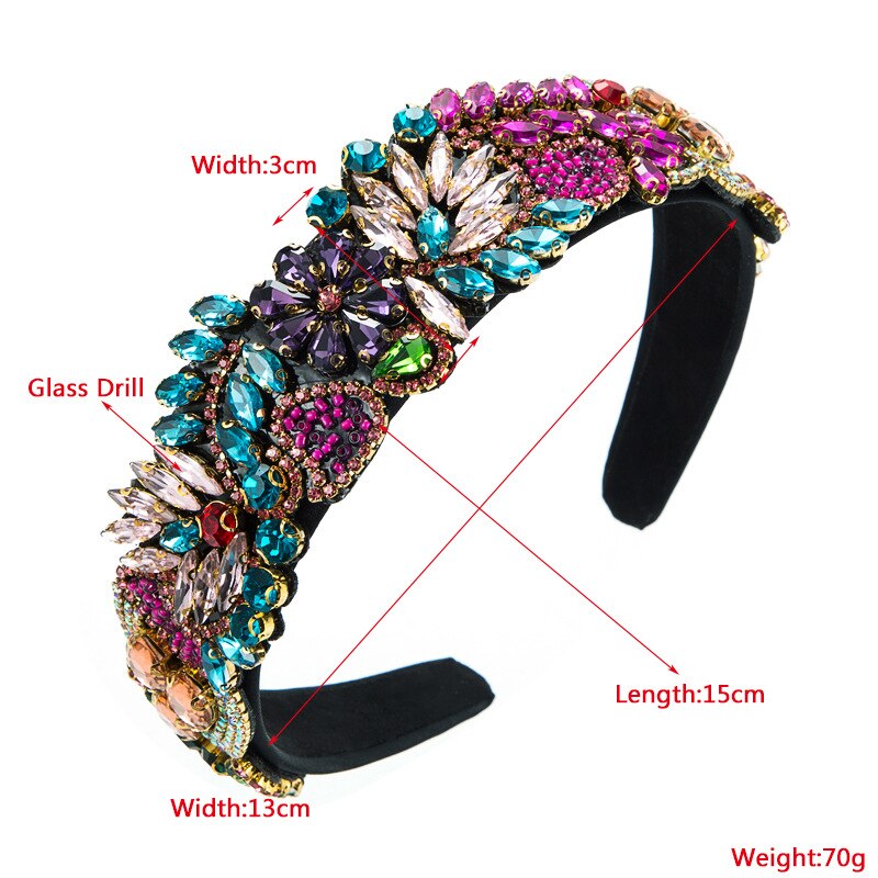 Colorful Luxury Baroque Rhinestone Party Headbands